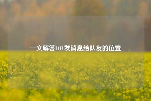 一文解答LOL发消息给队友的位置