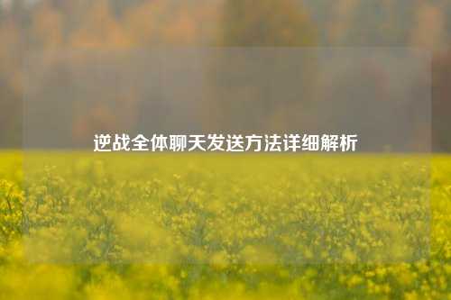 逆战全体聊天发送     详细解析