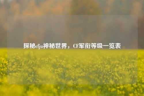 探秘cfju神秘世界，CF军衔等级一览表