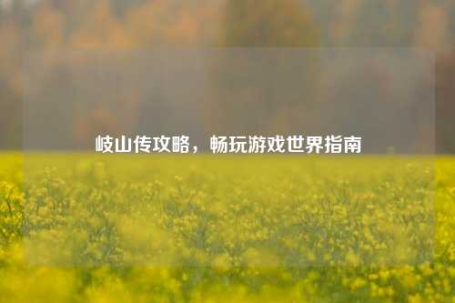 岐山传攻略,畅玩游戏世界指南