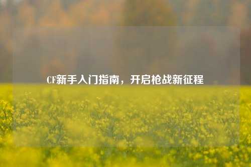 CF新手入门指南，开启枪战新征程