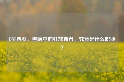 DNF四叔，黑暗中的狂放舞者，究竟是什么职业？